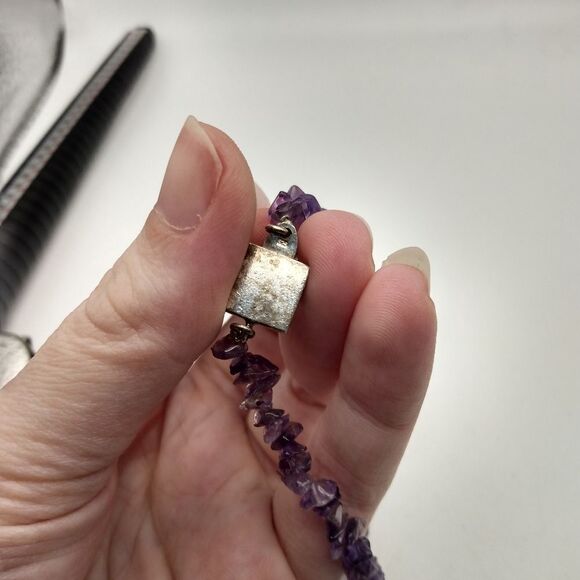 Sterling silver 925 stamped amythest‎ stone bracelet B0205 - Picture 4 of 4